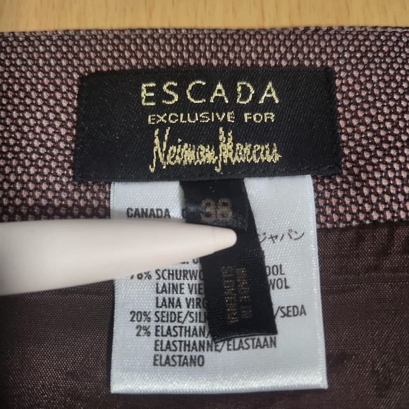 Escada Vintage 90s Pink Mesh Woven Virgin Wool And Silk Blended Pencil Skirt 38 - Picture 6 of 10